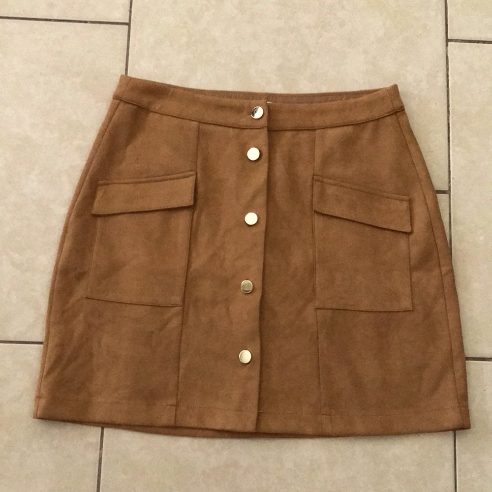 Brown Suede Touch Skirt, Size M